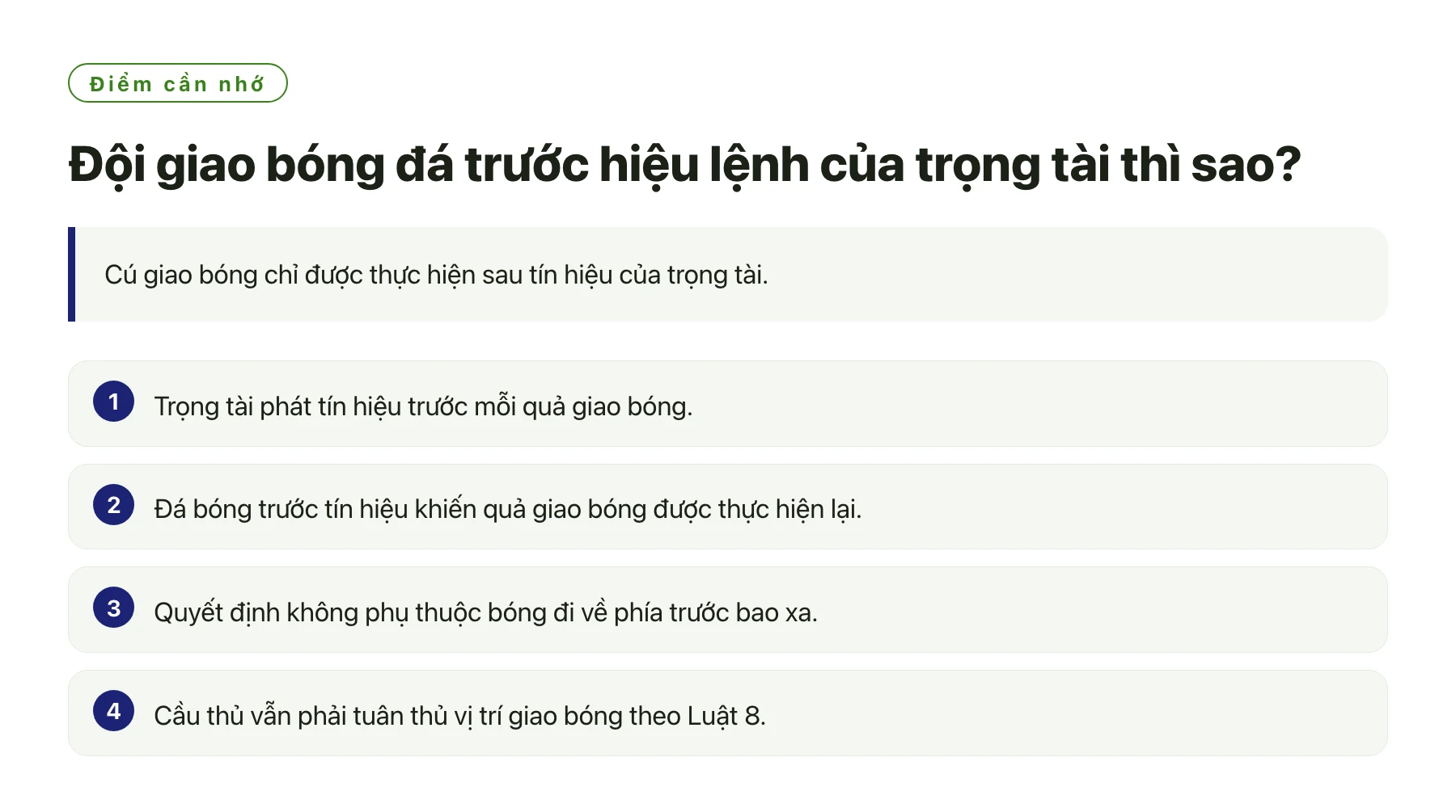 Đội giao bóng đá trước hiệu lệnh của trọng tài thì sao?——全文要点速览
